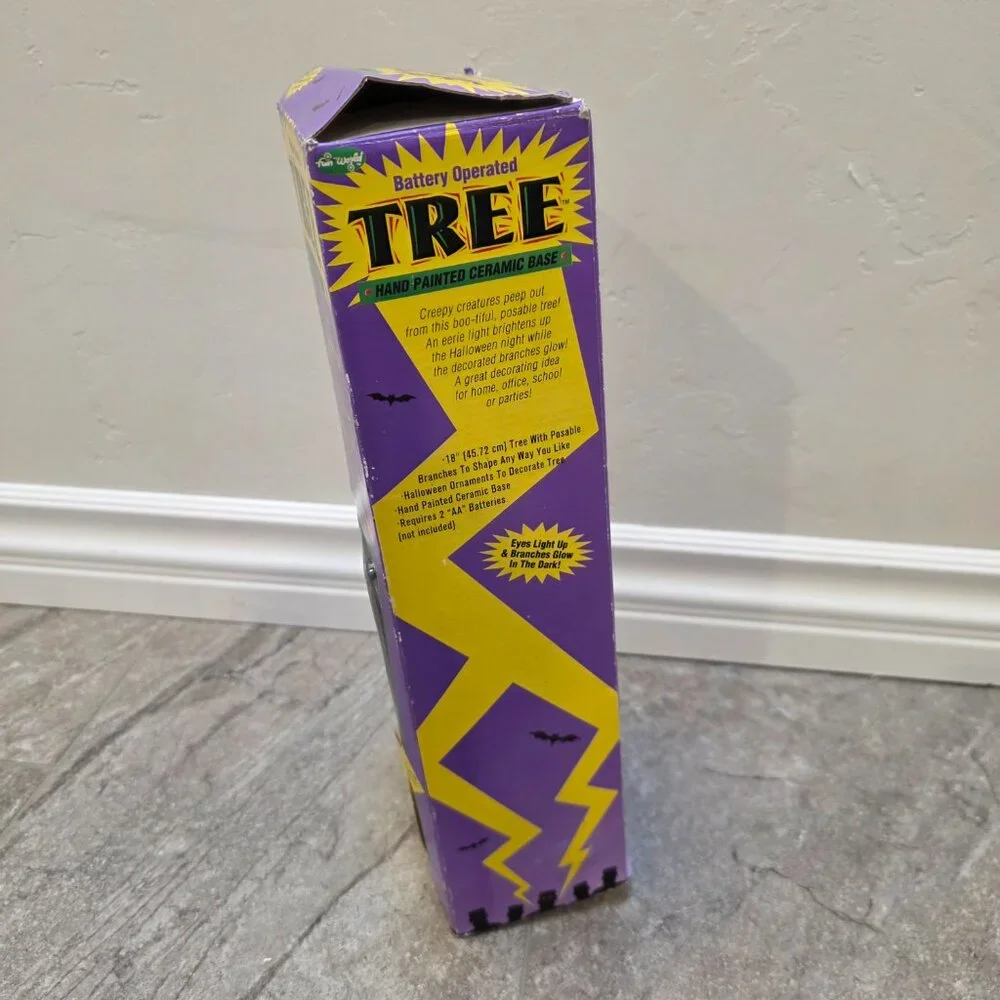 VTG Fun World Light Up Halloween Ceramic Haunted Tree Jack O’Lanterns Base